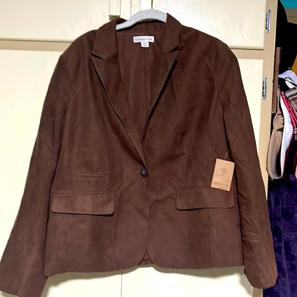 Brown microsuede blazer jacket NWT by Coldwater Creek